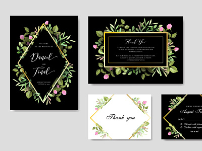 Wedding ornament with beautiful invitation card template