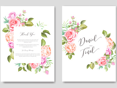 Wedding ornament with beautiful invitation card template