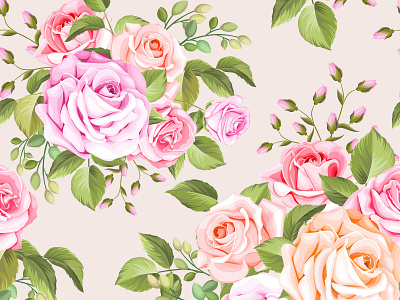 beautiful floral and leaves seamless pattern