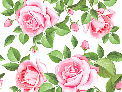 beautiful floral and leaves seamless pattern