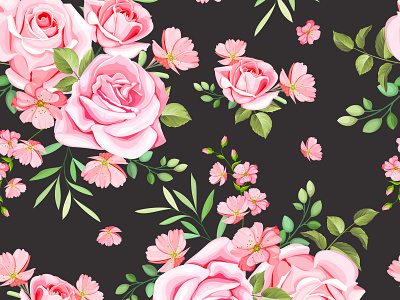 beautiful floral and leaves seamless pattern