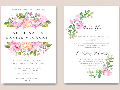 Wedding ornament with beautiful invitation card template