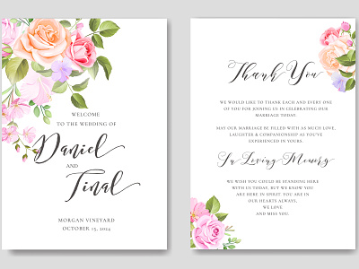 Wedding ornament with beautiful invitation card template