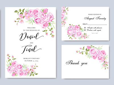 Wedding ornament with beautiful invitation card template