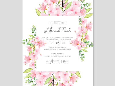 beautiful cherry blossom invitation card template anniversary art background card decoration decorative design elegant floral frame graphic greeting invitation ornament pattern postcard template vector vintage wedding