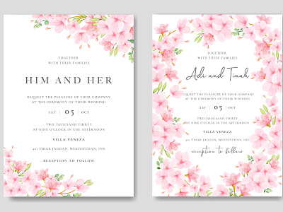 beautiful cherry blossom invitation card template