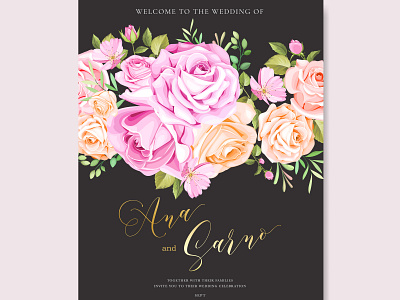 Wedding ornament with beautiful invitation card template