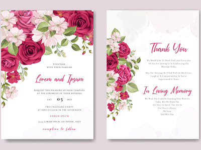 beautiful maroon roses invitation card template by volcebyyou Studio on ...