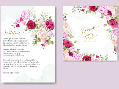 beautiful maroon roses invitation card template