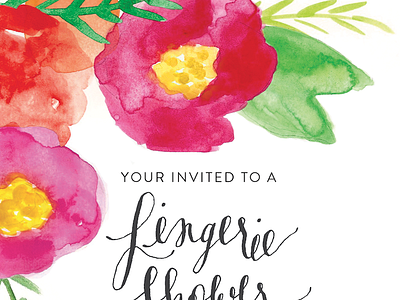 Lingerie Shower Invite botanicals branches bridal calligraphy floral flowers invitation invite lettering lingerie shower watercolor