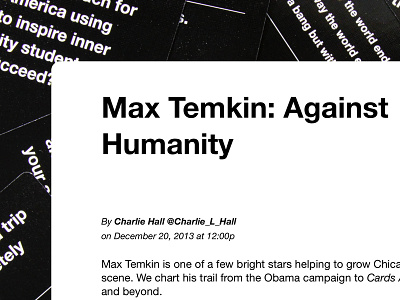 Max Temkin: Against Humanity
