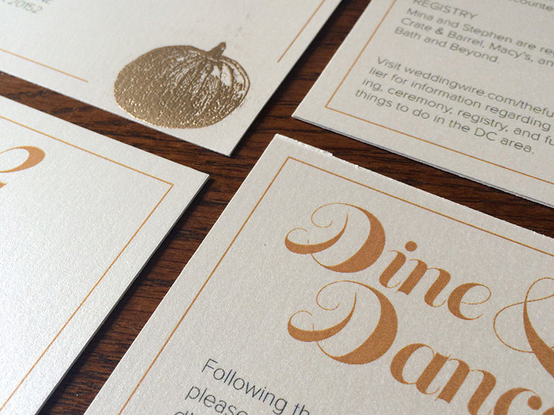 dine & dance embossing wedding invites