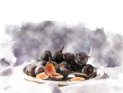 Plate of Figs digital painting illustration photoshop