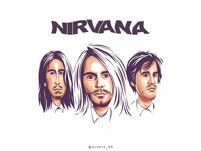 Nirvana cartoon coreldraw design graphicdesign hardrock illustration indonesian lineart nirvana portrait rocknroll vector