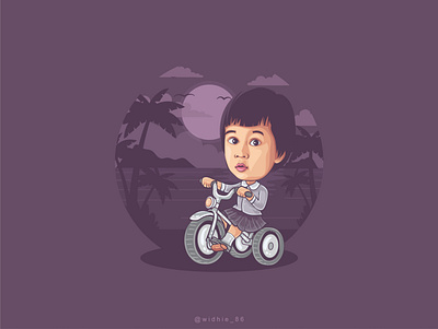 Tata Cycling cartoon child coreldraw cycling design graphicdesign illustration indonesia lineart photomanipulation portrait sunset vector