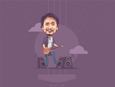 Vincent Rompies band bass guitar bassist coreldraw design graphicdesign illustration indonesia lineart photomanipulation portrait vector