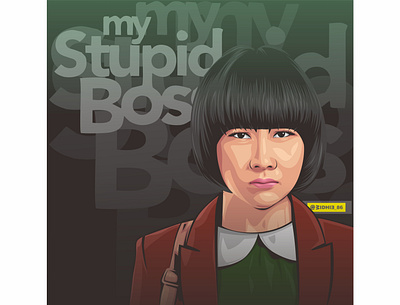 My Stupid Boss cartoon coreldraw design girl illustration indonesian lineart photomanipulation portrait vector