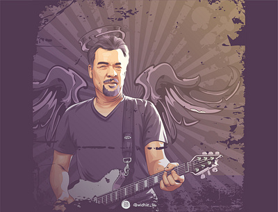 Eddie Van Halen cartoon coreldraw design graphicdesign illustration indonesia lineart photomanipulation portrait vector