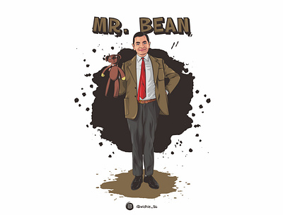 Rowan Atkinson cartoon coreldraw graphicdesign illustration indonesia lineart mr mr.bean photomanipulation vector