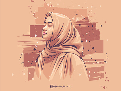 Cute Hijab coreldraw design hijab illustration indonesia lineart portrait ramadhan vector