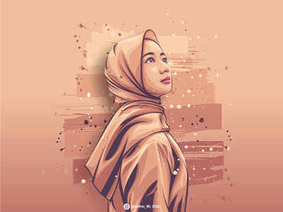Cute Hijab 2 coreldraw design hijab illustration indonesia lineart moslem portrait vector