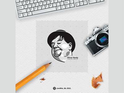Oliver Hardy branding comedian coreldraw design illustration indonesia lineart logo portrait vector