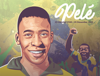 Pele brazil coreldraw design football illustration legend lineart portrait rip soccer vector
