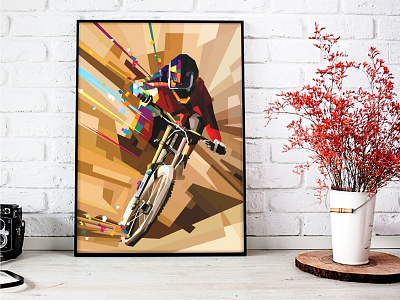 Downhill bike downhill sport vector wpap