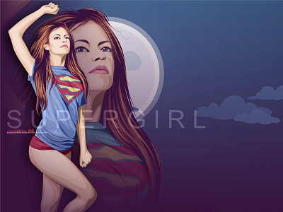 Supergirl cartoon girl hero illustration supergirl vector