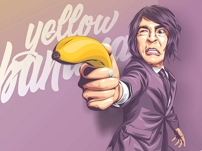 Yellow Bananan bananan lineart scary vector vexel