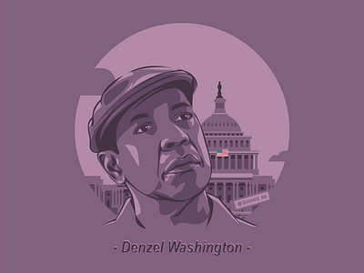 Denzel Washington actor hollywood lineart portrait theequalizer vector