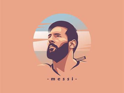 Lionel Messi argentina barcelona football lineart portrait