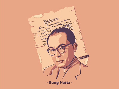 Bung Hatta illustration indonesia lineart portrait proklamator vector