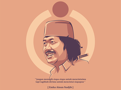 Cak Nun coreldraw illustration indonesia lineart portrait vector