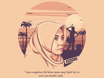 Sister coreldraw design illustration lineart portrait sunset vector