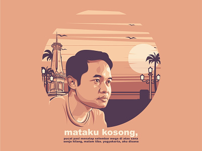 Narsis coreldraw illustration indonesia lineart portrait sunset vector yogyakarta