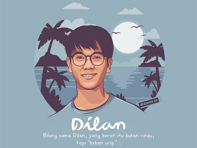Dilan 1991 coreldraw design illustration indonesian lineart movie portrait vector