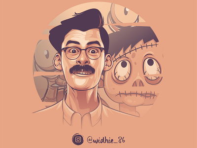 Mustache Zombie cartoon coreldraw design illustration indonesia lineart portrait vector