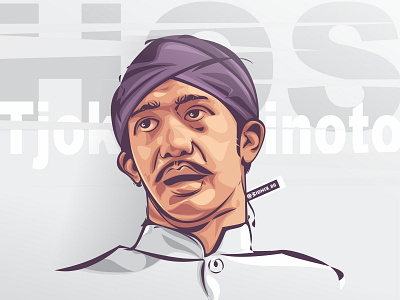 HOS Tjokroaminoto actor cartoon coreldraw design illustration indonesia lineart portrait vector