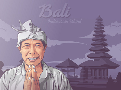 Welcome to Bali bali cartoon coreldraw design illustration indonesia lineart portrait vector