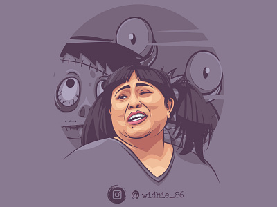 Nunung cartoon comedian coreldraw design illustration indonesia lineart portrait srimulat vector