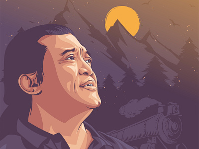 Didi Kempot coreldraw design illustration indonesia lineart portrait vector