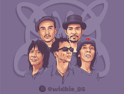 Slank cartoon coreldraw design illustration indonesia lineart portrait rock and roll slank vector