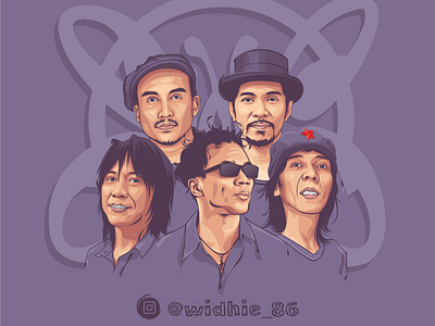 Slank cartoon coreldraw design illustration indonesia lineart portrait rock and roll slank vector