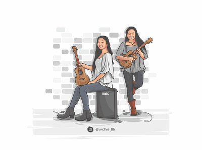 play . cartoon coreldraw design illustration indonesian lineart musician portrait vector