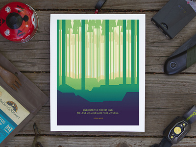 Find My Soul Poster backpacking camping design illustration john muir outdoors poster quote trees woods