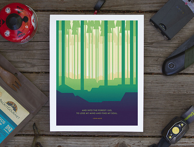 Find My Soul Poster backpacking camping design illustration john muir outdoors poster quote trees woods