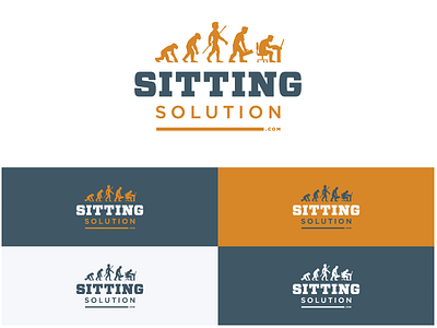 SittingSolution.com Logo branding caveman evolution illustration logo primal