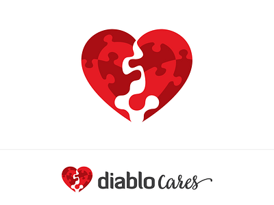 Diablo Cares branding branding charity heart logo puzzle