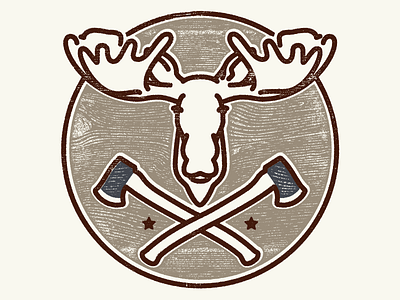 The Lodge axe badge block print hipster logo moose star wood